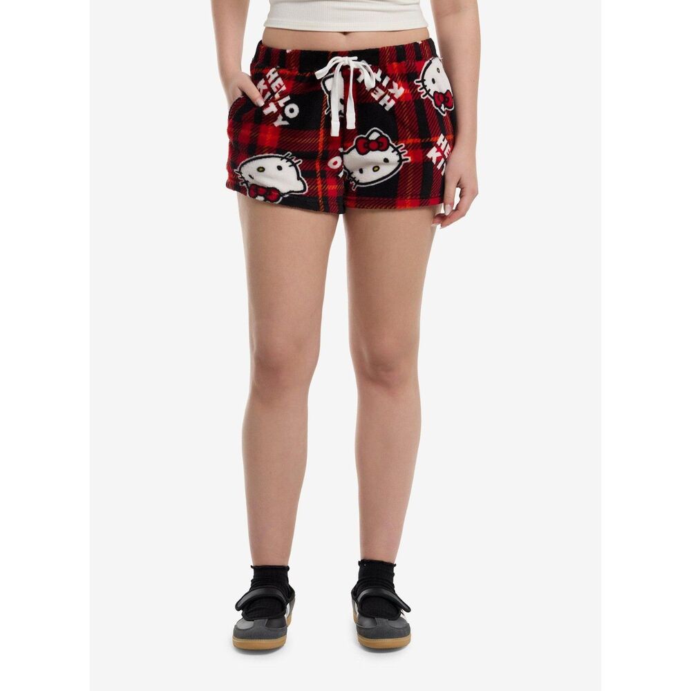 Hello Kitty Plaid Plush Lounge Shorts XL